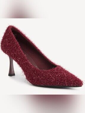 Textured Burgundy Pointed Toe Stiletto Pump